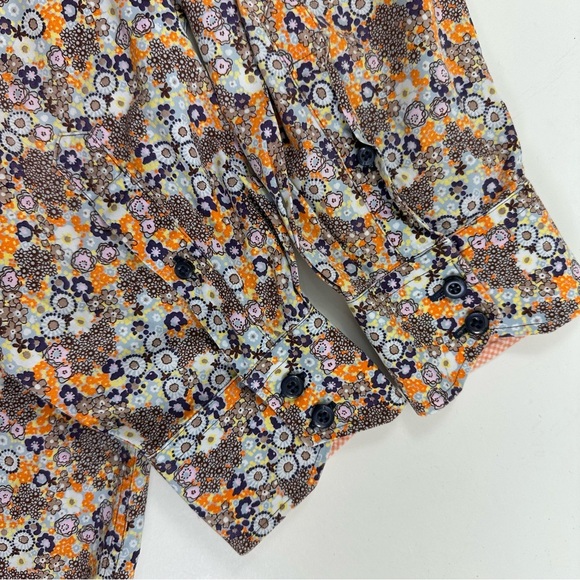 Thomas Dean Multicolored Floral Dress Shirt Mens 2XB Big Flip Cuff Long Sleeve - Picture 7 of 7